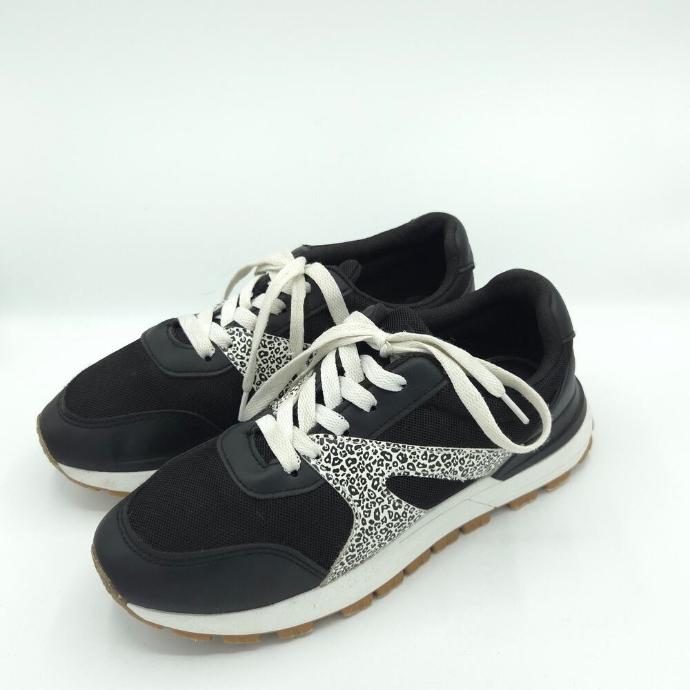 Rachel Zoe Brooklyn Women's Size 9.5 Black White Leopard Print Sneakers